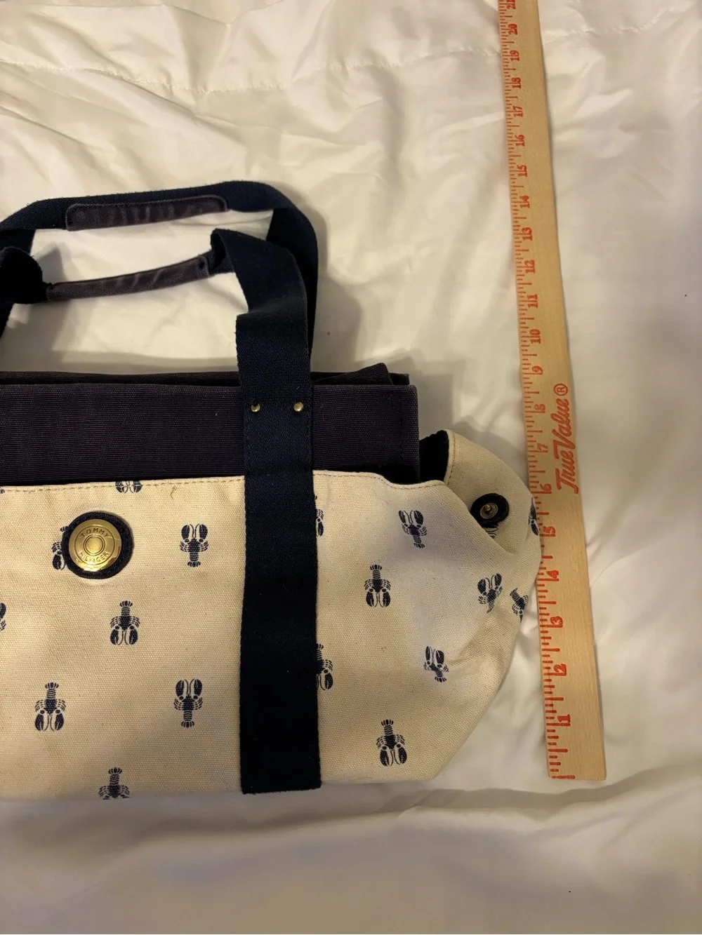 Tommy Hilfiger Navy Canvas Lobster Print Tote Bag Coastal Beach Shopper